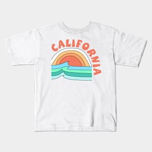 California beach wave sunrise Kids T-Shirt